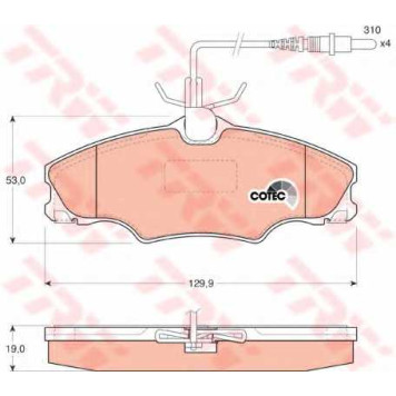 Колодки тормозные дисковые для PEUGEOT 406(8B,8C,8E/F) <b>TRW GDB1193 / 21722</b>