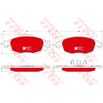 Колодки тормозные дисковые для CITROEN BERLINGO(B9,MF), C4(B7,UA#,UD#), DS4, DS5 / PEUGEOT 5008, PARTNER <b>TRW GDB1690DTE / 24538</b>