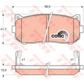 Колодки тормозные дисковые для KIA CARENS(FC,FJ), CERATO, CLARUS(GC,K9A), SEPHIA(FA,FB), SHUMA(FB) <b>TRW GDB3203 / 23455</b>