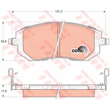 Колодки тормозные дисковые для SUBARU FORESTER(SF, SG, SH), IMPREZA(G3, GD, GG, GH, GR), LEGACY(B13#, BE, BH, BL, BM, BP, BR), OUTBACK(BL, BM, BP, BR) <b>TRW GDB3328 / 23865</b>