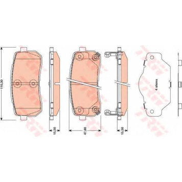 Колодки тормозные дисковые для HYUNDAI H-1 Travel(TQ), H-1(TQ), ix55 / KIA CARNIVAL / GRAND CARNIVAL(VQ) <b>TRW GDB3449 / 24599</b>