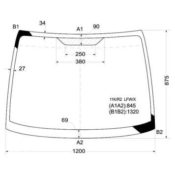 Стекло лобовое в клей SUBARU R2 03-1010 <b>XYG 11K/R2 LFW/X</b>