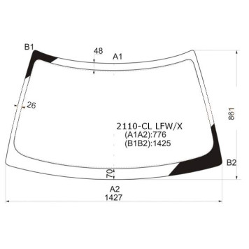 Стекло лобовое в клей (без полосы) LADA (110-SERIESS) PRIORA 99- <b>XYG 2110-CL LFW/X</b>