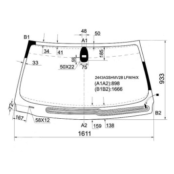 Стекло лобовое с обогревом щеток в клей BMW 7-SERIES E65 / E66 03-08 <b>XYG 2443AGSHMV2B LFW/H/X</b>