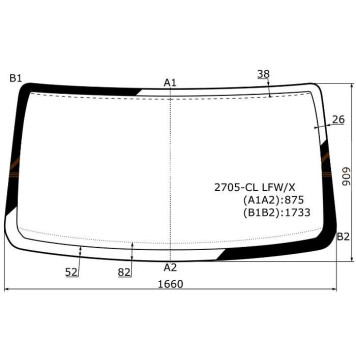 Стекло лобовое в клей (безполосы) GAZ GAZELLE II / баргузин / соболь 2705 VAN 2002- <b>XYG 2705-CL LFW/X</b>