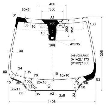 Стекло лобовое в клей PEUGEOT 308 3D / 5D HBK 2007- <b>XYG 308-VCS LFW/X</b>