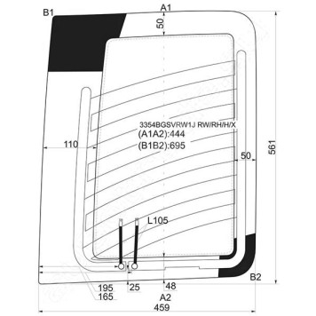 Стекло заднее (распашной двери) правое с обогревом FIAT DOBLO 01- <b>XYG 3354BGSVRW1J RW/RH/H/X</b>