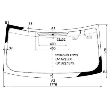 Стекло лобовое в клей FORD TRANSIT VAN 2000- <b>XYG 3739AGNBL LFW/X</b>