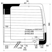 Стекло заднее (распашной двери) левое с обогревом FORD TOURNEO TRANSIT CONNECT 2002- <b>XYG 3743BGNVL1H RW/LH/H/X</b>