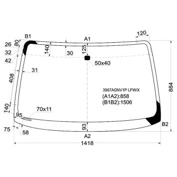 Стекло лобовое в клей HONDA HR-V 1998-2005 3 / 5D <b>XYG 3967AGNV1P LFW/X</b>