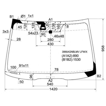 Стекло лобовое в клей HONDA ACCORD 02-08 4 / 5D / ACURA TSX 04-08 <b>XYG 3986AGNBLMV LFW/X</b>
