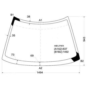 Стекло лобовое в клей SUBARU LEGACY 89-93 4 / 5D <b>XYG 44B LFW/X</b>