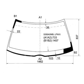 Стекло лобовое в клей MERCEDES-BENZ E-CLASS C124 86-95 2D CPE / CBR <b>XYG 5330AGNBL LFW/X</b>