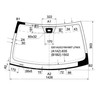 Стекло лобовое в клей MERCEDES BENZ C-CLASS W203 03-06 4 / 5D <b>XYG 5351AGSGYMVW6T LFW/X</b>