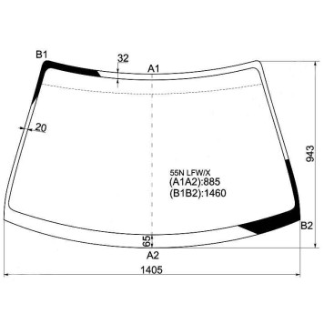 Стекло лобовое в клей SUBARU IMPREZA 92-00 4 / 5D <b>XYG 55N LFW/X</b>