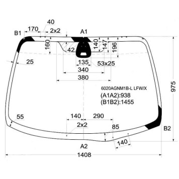 Стекло лобовое в клей NISSAN PRIMERA TP12 4D SED / WGN 2002- <b>XYG 6020AGNM1B-L LFW/X</b>