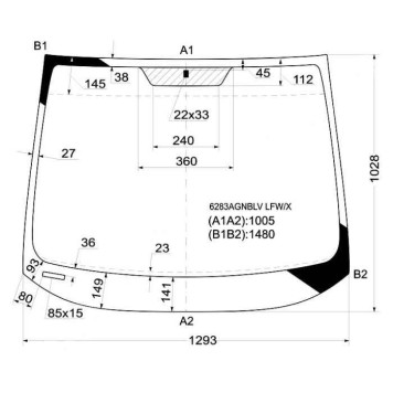 Стекло лобовое в клей OPEL ZAFIRA / SUBARU TRAVIQ 98-04 <b>XYG 6283AGNBLV LFW/X</b>
