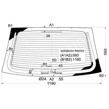 Стекло заднее с обогревом OPEL CORSA C 3 / 5D HBK 00-06 <b>XYG 6290BGSH RW/H/X</b>