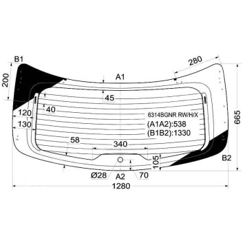 Стекло заднее (крышка багажника) с обогревом OPEL ANTARA / GMC TERRAIN 2007- <b>XYG 6314BGNR RW/H/X</b>