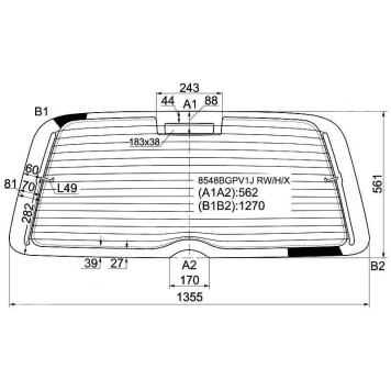 Стекло заднее (крышка багажника) с обогревом VOLKSWAGEN SHARAN 1995-2000 <b>XYG 8548BGNVB RW/H/X</b>