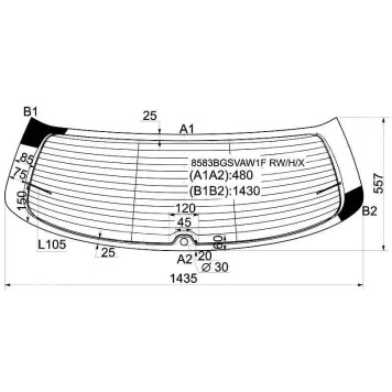 Стекло заднее (крышка багажника) с обогревом VOLKSWAGEN GOLF PLUS MPV 2005- <b>XYG 8583BGSVAW1F RW/H/X</b>