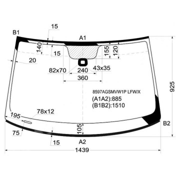 Стекло лобовое в клей VOLKSWAGEN SCIROCCO 2009- <b>XYG 8597AGSMVW1P LFW/X</b>