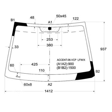 Стекло лобовое в клей HYUNDAI ACCENT / VERNA 06- 3 / 4D <b>XYG ACCENT-06-VCP LFW/X</b>