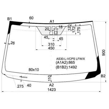 Стекло лобовое в клей TOYOTA RAV4 #CA3# 05- (VIN,пятак,дд) <b>XYG AS30-L-VCPS LFW/X</b>