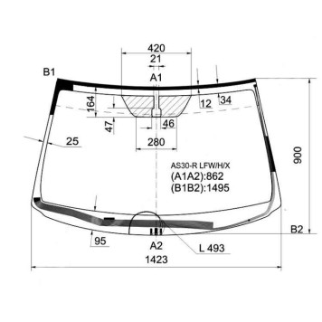 Стекло лобовое с обогревом щеток TOYOTA RAV4 #CA3# (правый руль) 05-12 <b>XYG AS30-R LFW/H/X</b>
