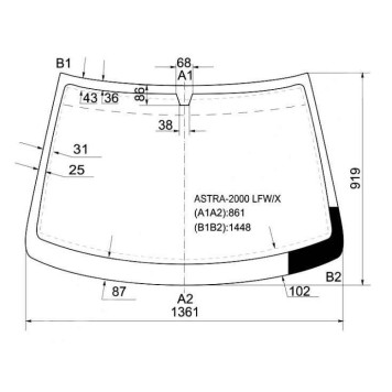 Стекло лобовое в клей OPEL ASTRA G 4D / 5D 98-2004 / CHEVROLET VIVA 2004- <b>XYG ASTRA-2000 LFW/X</b>