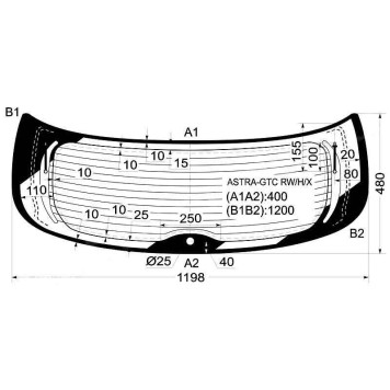 Стекло заднее (крышка багажника) с обогревом OPEL ASTRA GTC 3D HBK 2005- <b>XYG ASTRA-GTC RW/H/X</b>