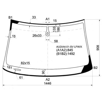 Стекло лобовое в клей AUDI A4 / S4 2001-2007 4 / 5D <b>XYG AUDIA4-01-SV LFW/X</b>