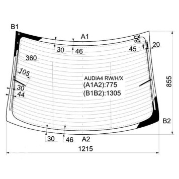 Стекло заднее с обогревом AUDI A4 / S4 94-01 4D <b>XYG AUDIA4 RW/H/X</b>