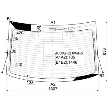 Стекло заднее с обогревом AUDI A8 02-10 <b>XYG AUDIA8-02 RW/H/X</b>