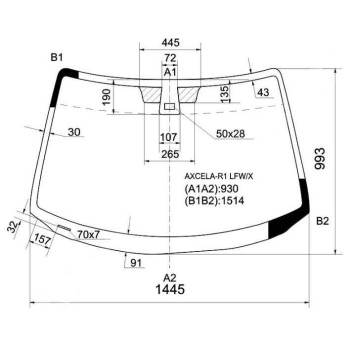 Стекло лобовое в клей MAZDA AXELA 03-09 4 / 5D <b>XYG AXCELA-R1 LFW/X</b>