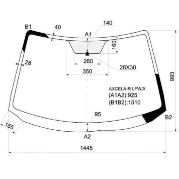 Стекло лобовое в клей MAZDA AXELA 03-09 4 / 5D <b>XYG AXCELA-R LFW/X</b>