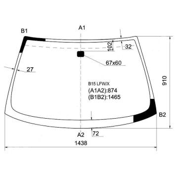 Стекло лобовое в клей NISSAN SUNNY / SENTRA 98-04 4D <b>XYG B15 LFW/X</b>