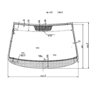 Стекло лобовое в клей VOLKSWAGEN PASSAT B6 05-06 4 / 5D <b>XYG B6-VCP LFW/X</b>
