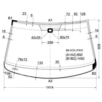 Стекло лобовое в клей VOLKSWAGEN PASSAT B6 4D SEDAN 2005- <b>XYG B6-VCS LFW/X</b>