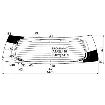 Стекло заднее с обогревом TOYOTA bB 06-16 / DAIHATSU COO / MATERIA 06-13 <b>XYG BB-06 RW/H/X</b>