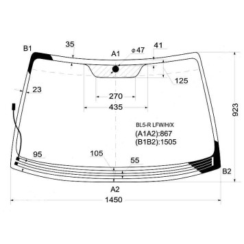 Стекло лобовое с обогревом щеток в клей SUBARU LEGACY 03-09 4 / 5D <b>XYG BL5-R LFW/H/X</b>