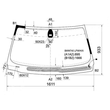 Стекло лобовое с обогревом щеток в клей BMW 7-SERIES E65 / E66 01-03 <b>XYG BMW745 LFW/H/X</b>
