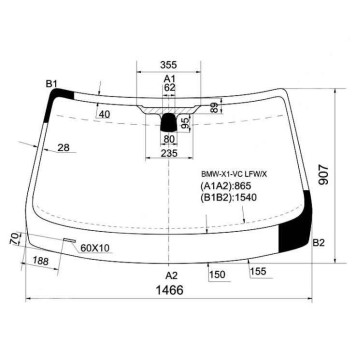 Стекло лобовое в клей BMW X1 E84 09-15 <b>XYG BMW-X1-VC LFW/X</b>
