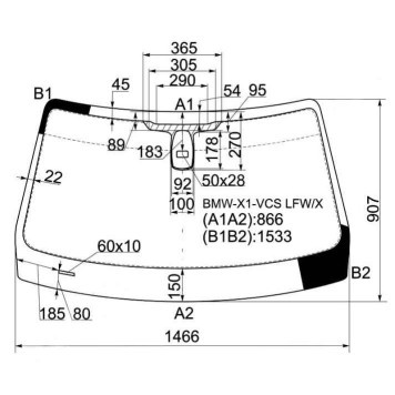 Стекло лобовое в клей BMW X1 E84 2009- <b>XYG BMW-X1-VCS LFW/X</b>