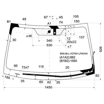Стекло лобовое с обогревом щеток +дд в клей SUBARU LEGACY / OUTBACK 4 / 5D 09-14 <b>XYG BR9-09-L-VCPSH LFW/H/X</b>
