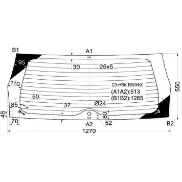 Стекло заднее (крышка багажника) с обогревом CITROEN C3 02-09 5D HBK <b>XYG C3-HBK RW/H/X</b>