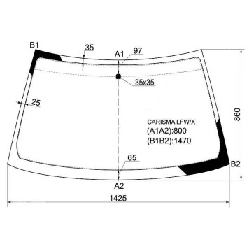 Стекло лобовое в клей MITSUBISHI CARISMA 4 / 5D SED / HBK 95-03 <b>XYG CARISMA LFW/X</b>