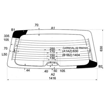 Стекло заднее (крышка багажника) с обогревом KIA CARNIVAL MPV VAN 2002- <b>XYG CARNIVAL-02 RW/H/X</b>