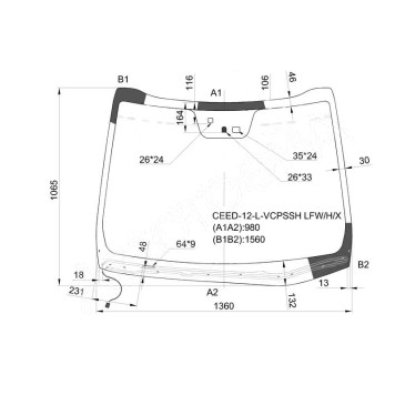 Стекло лобовое с обогревом щеток в клей KIA CEE'D 5D HBK 12- <b>XYG CEED-12-L-VCPSSH LFW/H/X</b>