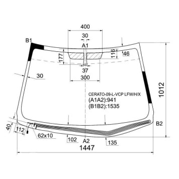 Стекло лобовое с обогревом щеток в клей KIA FORTE / CERATO 09- 4D <b>XYG CERATO-09-L-VCP LFW/H/X</b>